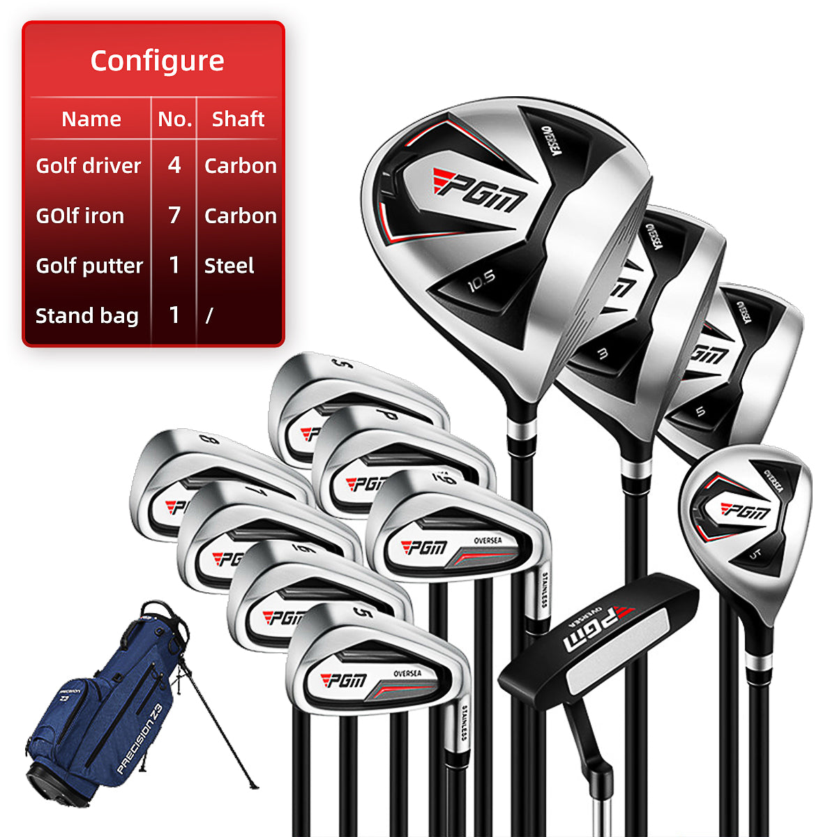 Golf Club Set 12 Clubs | Men's Right-Handed Carbon Shaft with Bag - MTG051