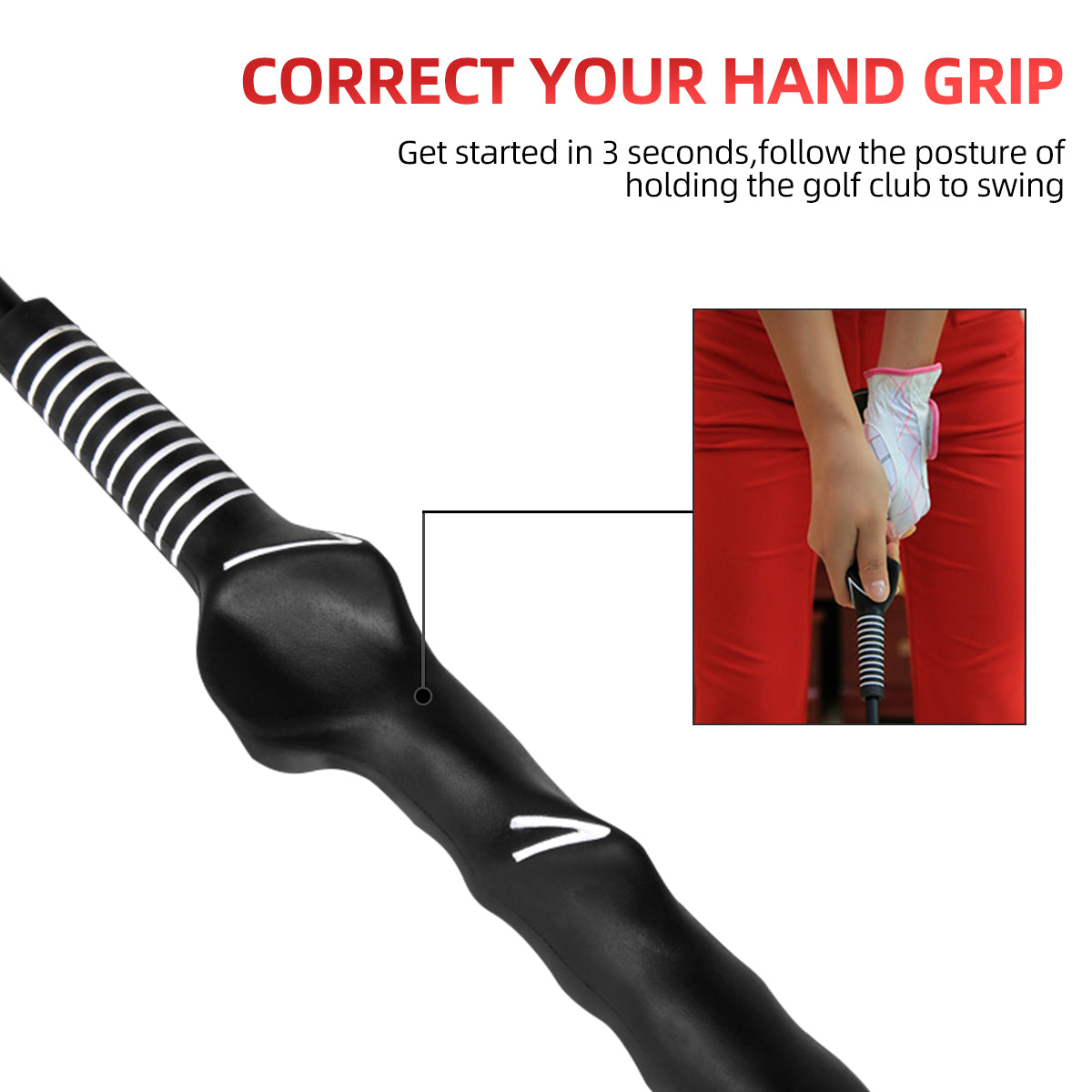 Golf Swing Training Aid | Golf Practice Stick Right Handed Adjustable - HGB016