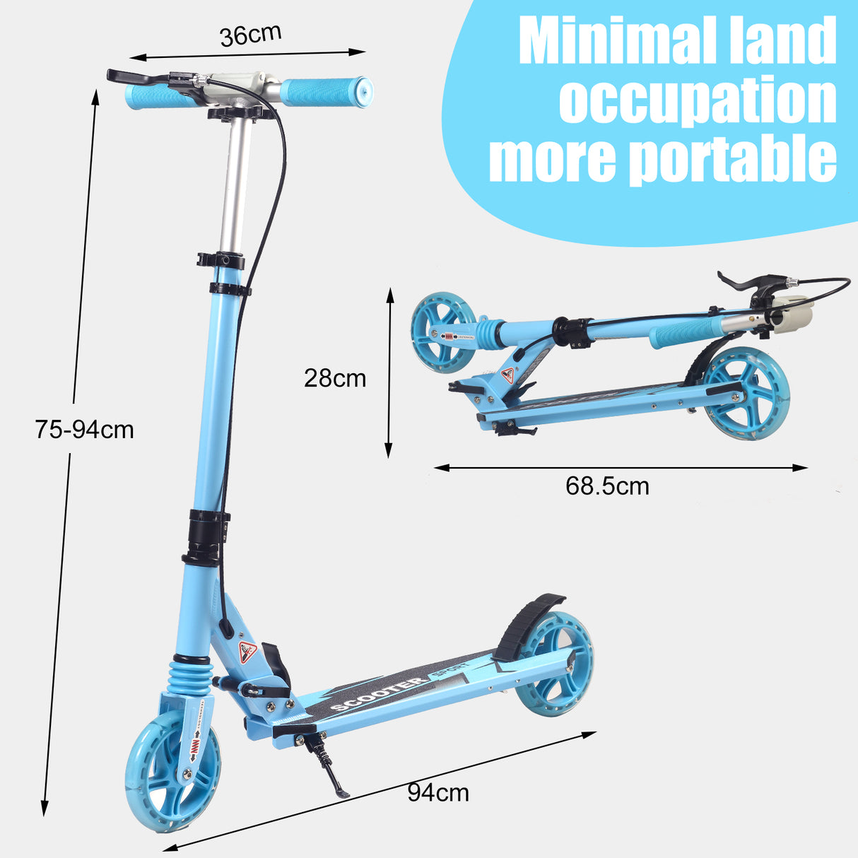 Children's Kick Scooter | Adjustable Foldable Hand Brake Flash Wheels - C145SL