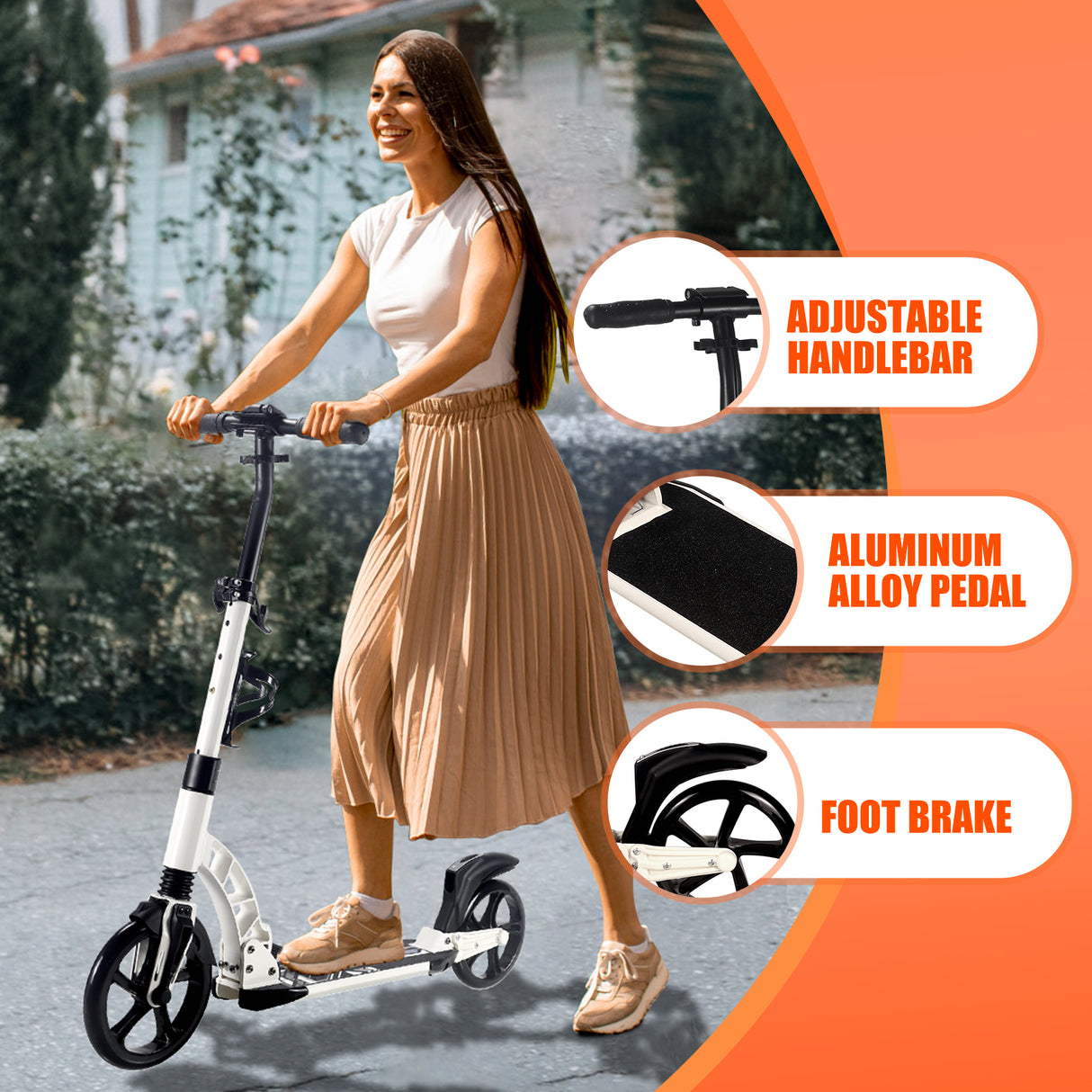 Kick Scooter with Large Wheel | Adjustable Foldable Lightweight Adult - A301
