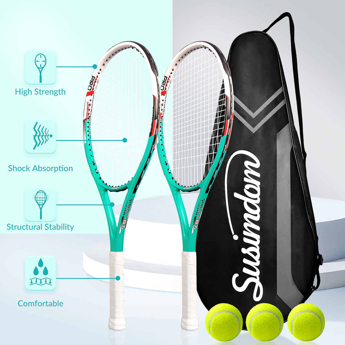 Tennis Rackets Set | Adults Pre-Strung 27 Inch Tennis Racquets