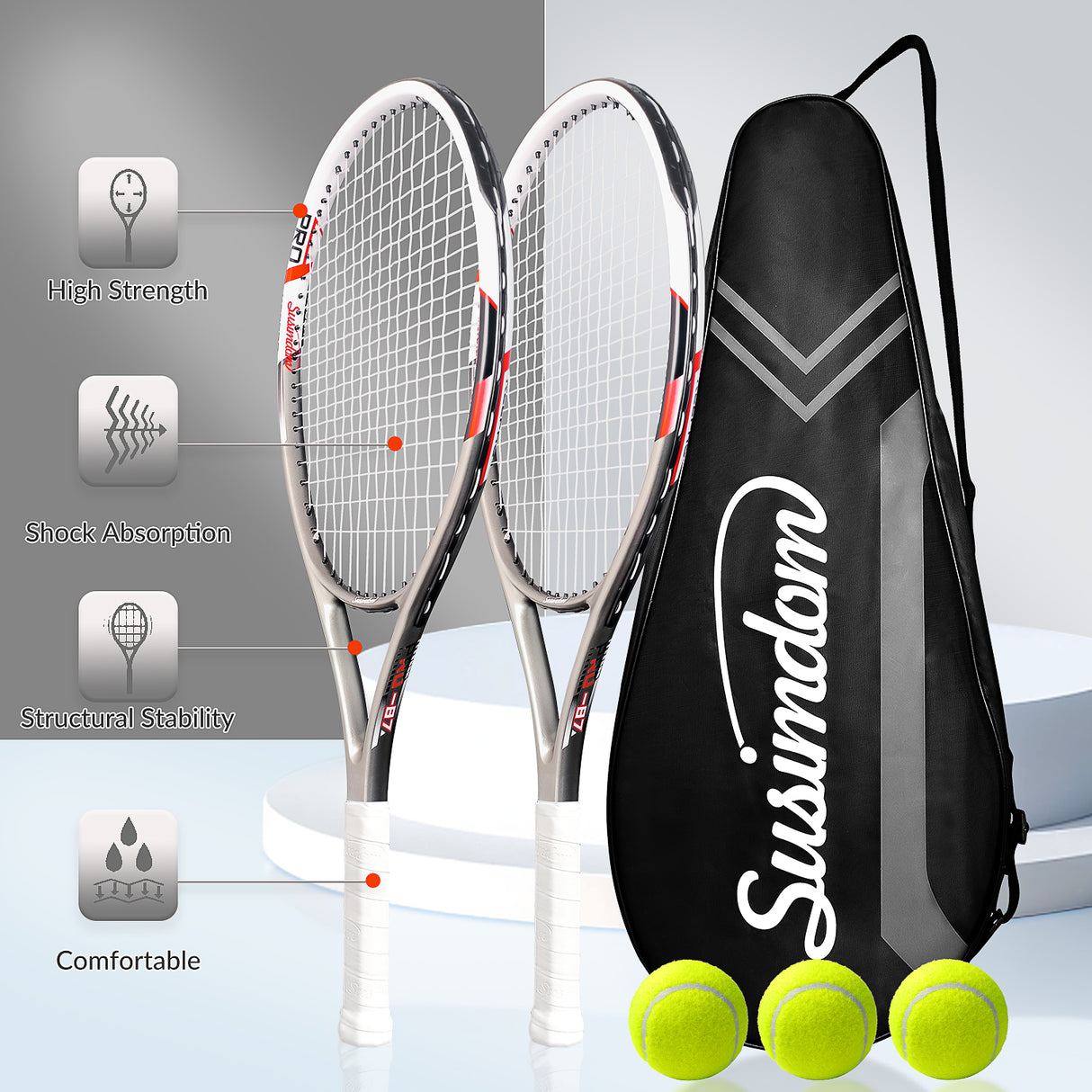Tennis Rackets Set | Adults Pre-Strung 27 Inch Tennis Racquets
