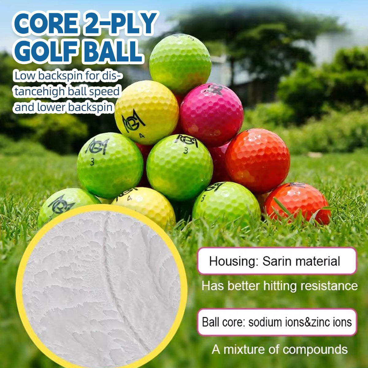 Golf Driving Range Balls | 12pcs 2 Layers Colored Practice Balls with Gift Set Box - Q029