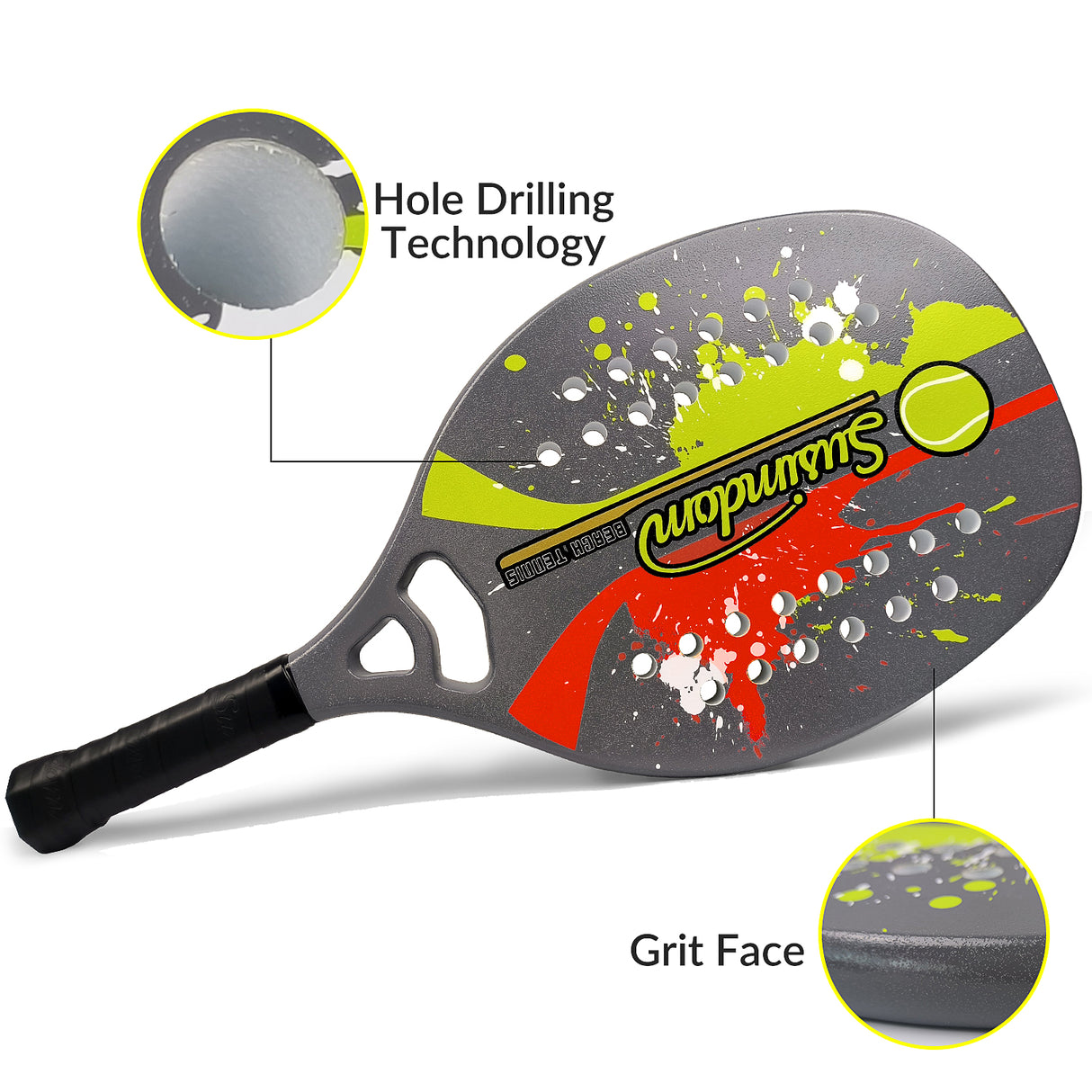 Beach Tennis Racket | Carbon Fiber Grit surface Paddle