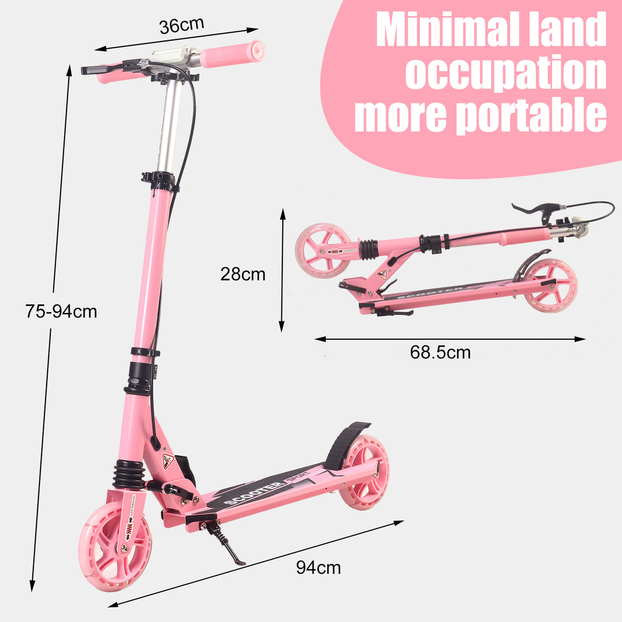 Children's Kick Scooter | Adjustable Foldable Hand Brake Flash Wheels - C145SL