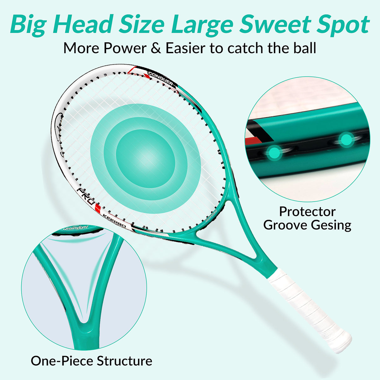 Tennis Rackets Set | Adults Pre-Strung 27 Inch Tennis Racquets