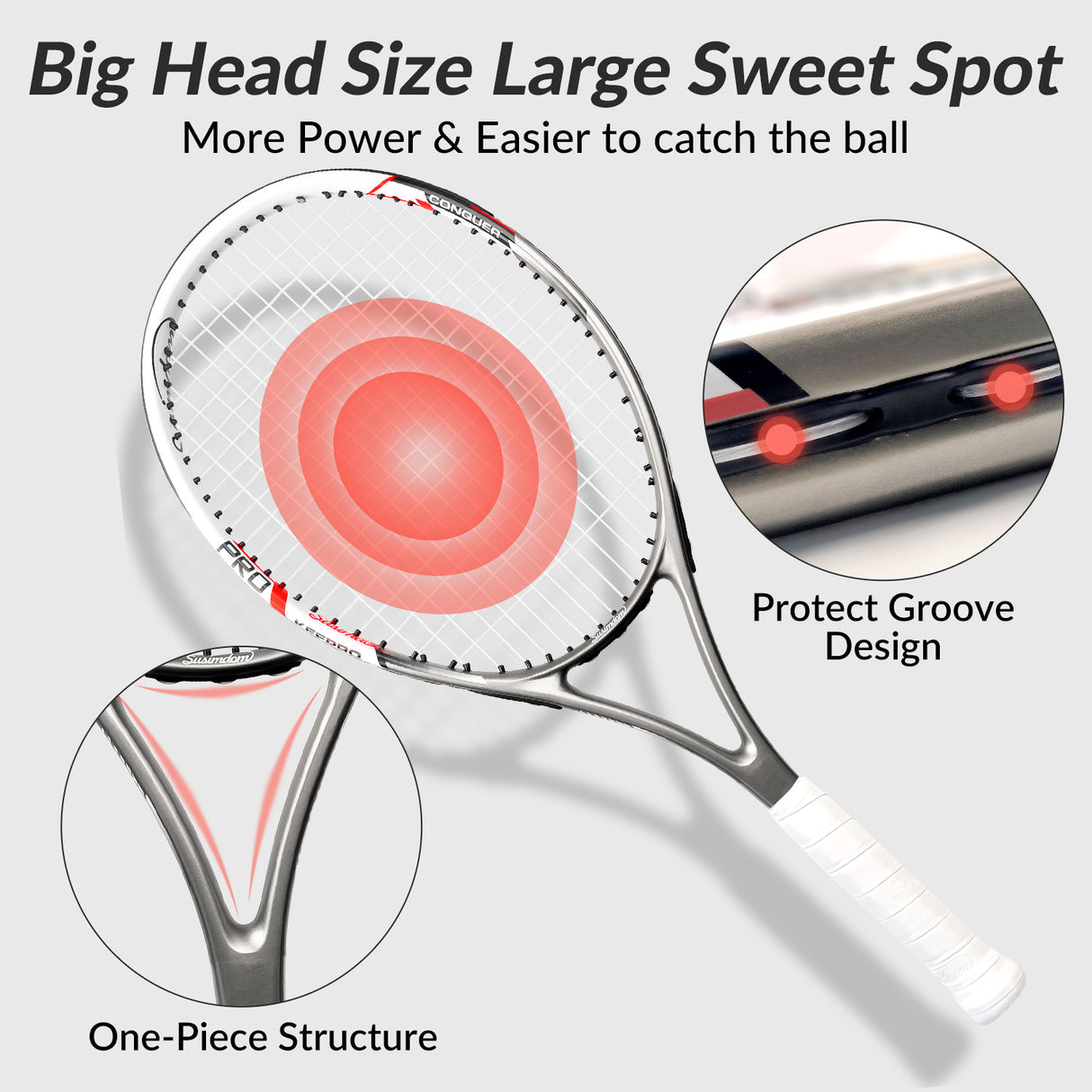 Tennis Rackets Set | Adults Pre-Strung 27 Inch Tennis Racquets