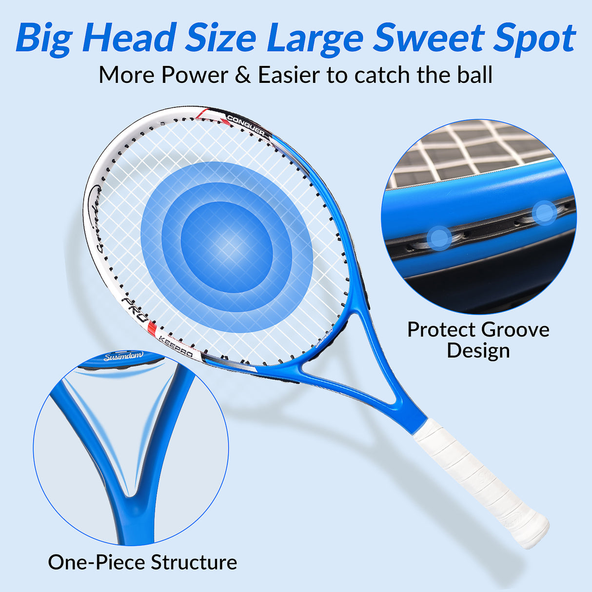 Tennis Rackets Set | Adults Pre-Strung 27 Inch Tennis Racquets