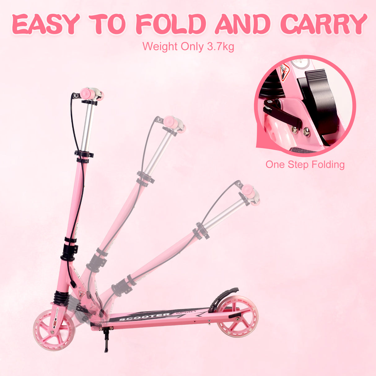 Children's Kick Scooter | Adjustable Foldable Hand Brake Flash Wheels - C145SL