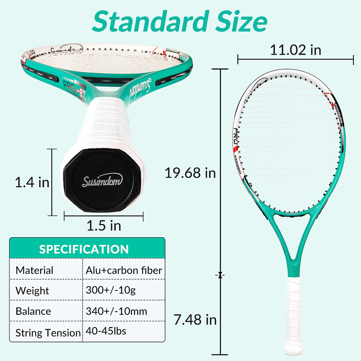 Tennis Rackets Set | Adults Pre-Strung 27 Inch Tennis Racquets