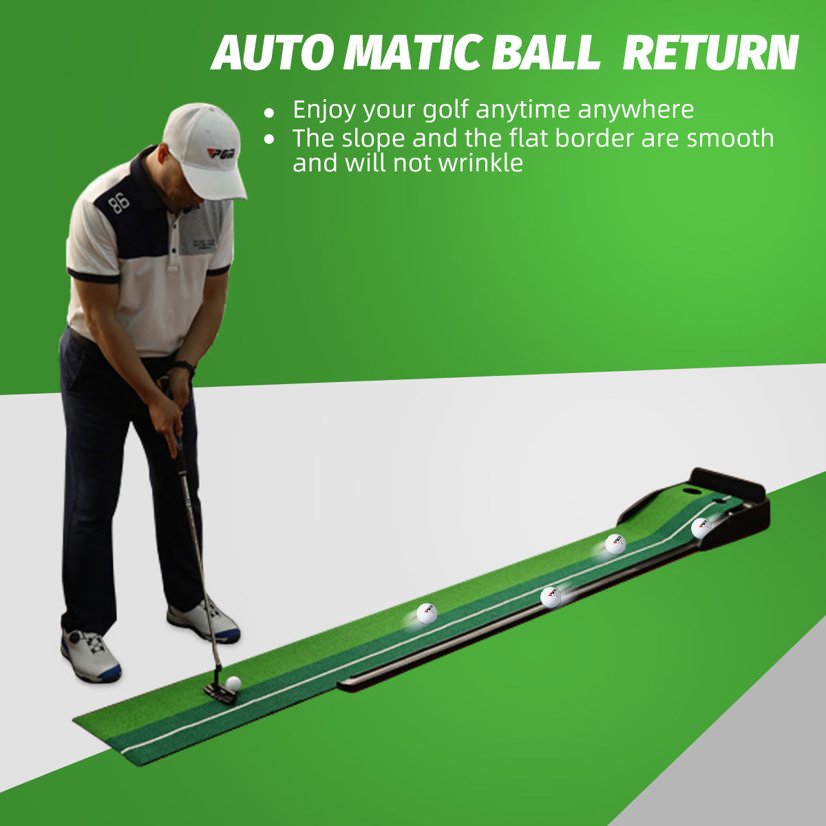 Golf Putting Mat Trainer | Mini Indoor Automatic Ball Return with a Golf Putter | TL004-46