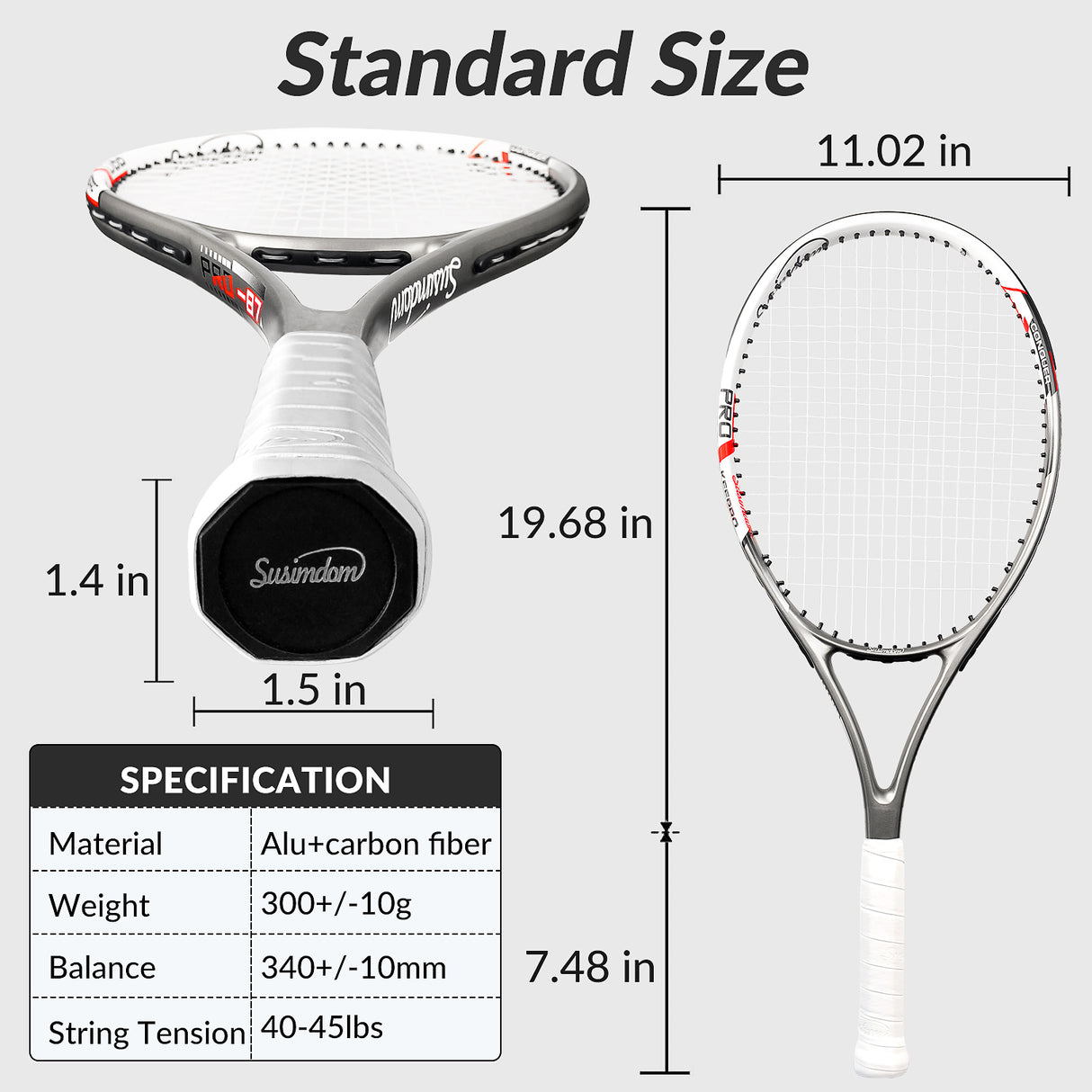Tennis Rackets Set | Adults Pre-Strung 27 Inch Tennis Racquets