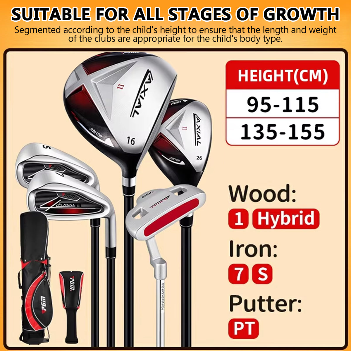 Junior Golf Club Set | 5 Clubs Right Handed with Bag&Headcovers - JRTG015