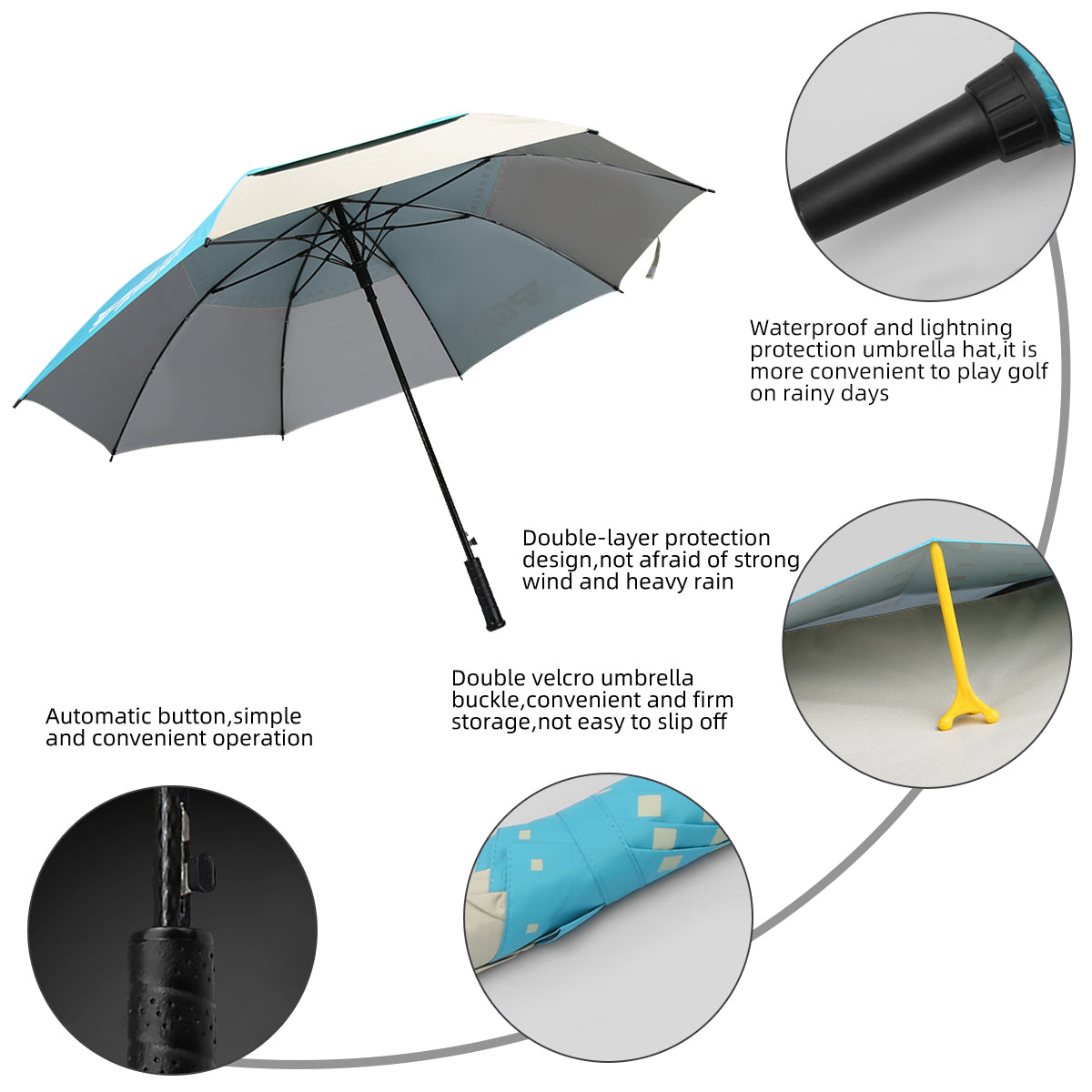 Golf Auto Umbrella | Golf Course Sun UV Protection Outdoor - YS002