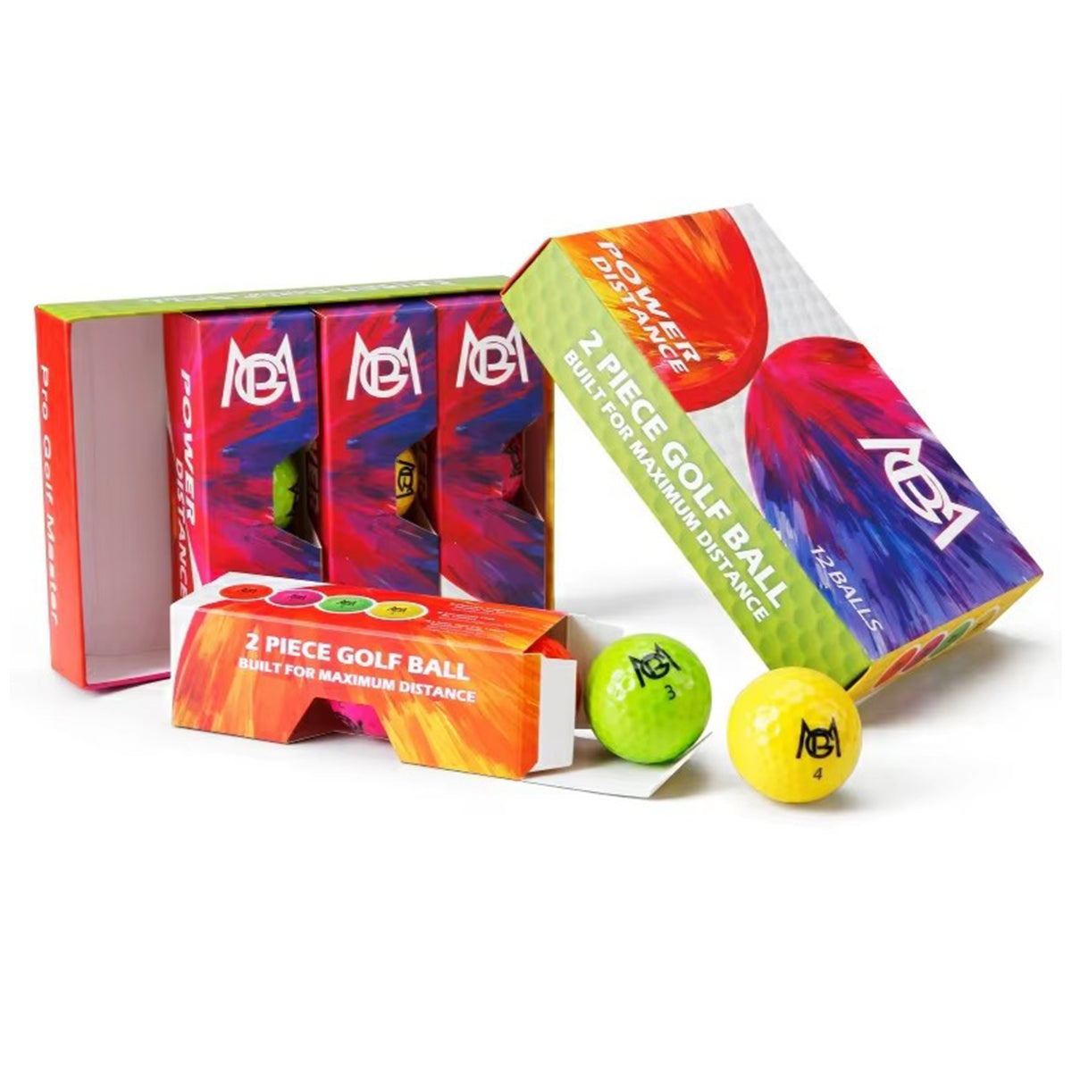 Golf Driving Range Balls | 12pcs 2 Layers Colored Practice Balls with Gift Set Box - Q029