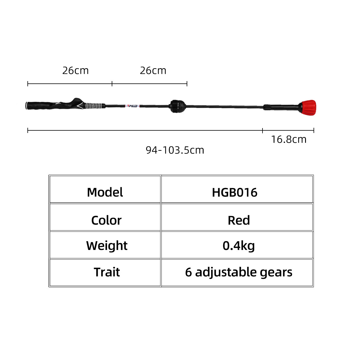 Golf Swing Training Aid | Golf Practice Stick Right Handed Adjustable - HGB016