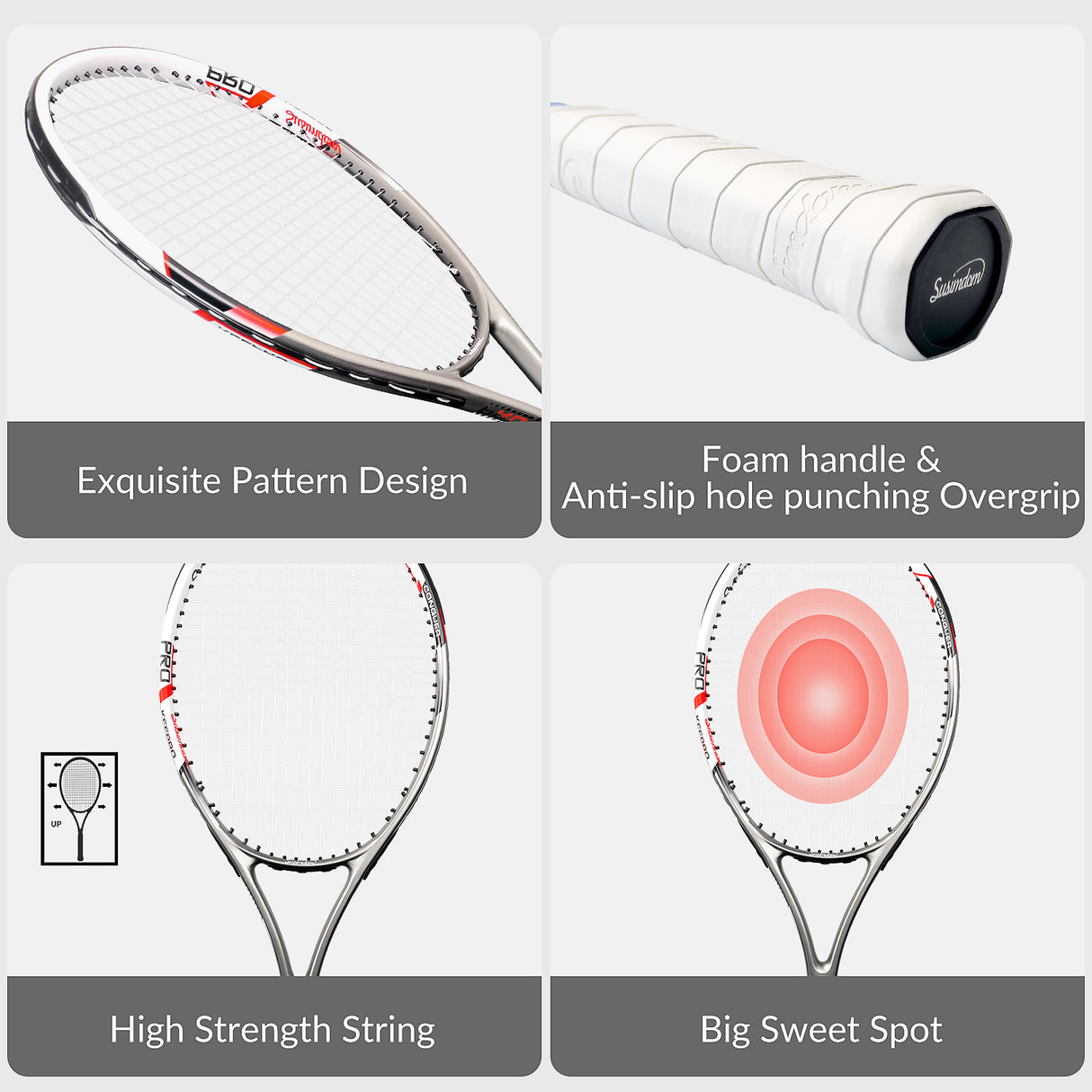 Tennis Rackets Set | Adults Pre-Strung 27 Inch Tennis Racquets