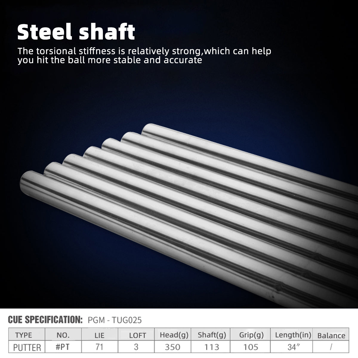 Golf Putter Club | Beginner Right Handed Stainless Steel Shaft - TUG025