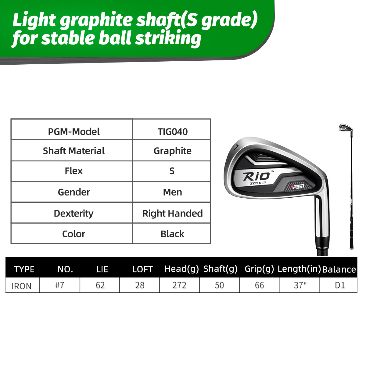 Golf Club #7 Iron | Right Handed Men's Club - TIG040