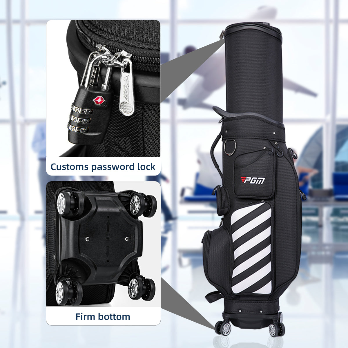 Golf Clubs Bag | Air Consignment Checked Bag Retractable Wheeled - QB041