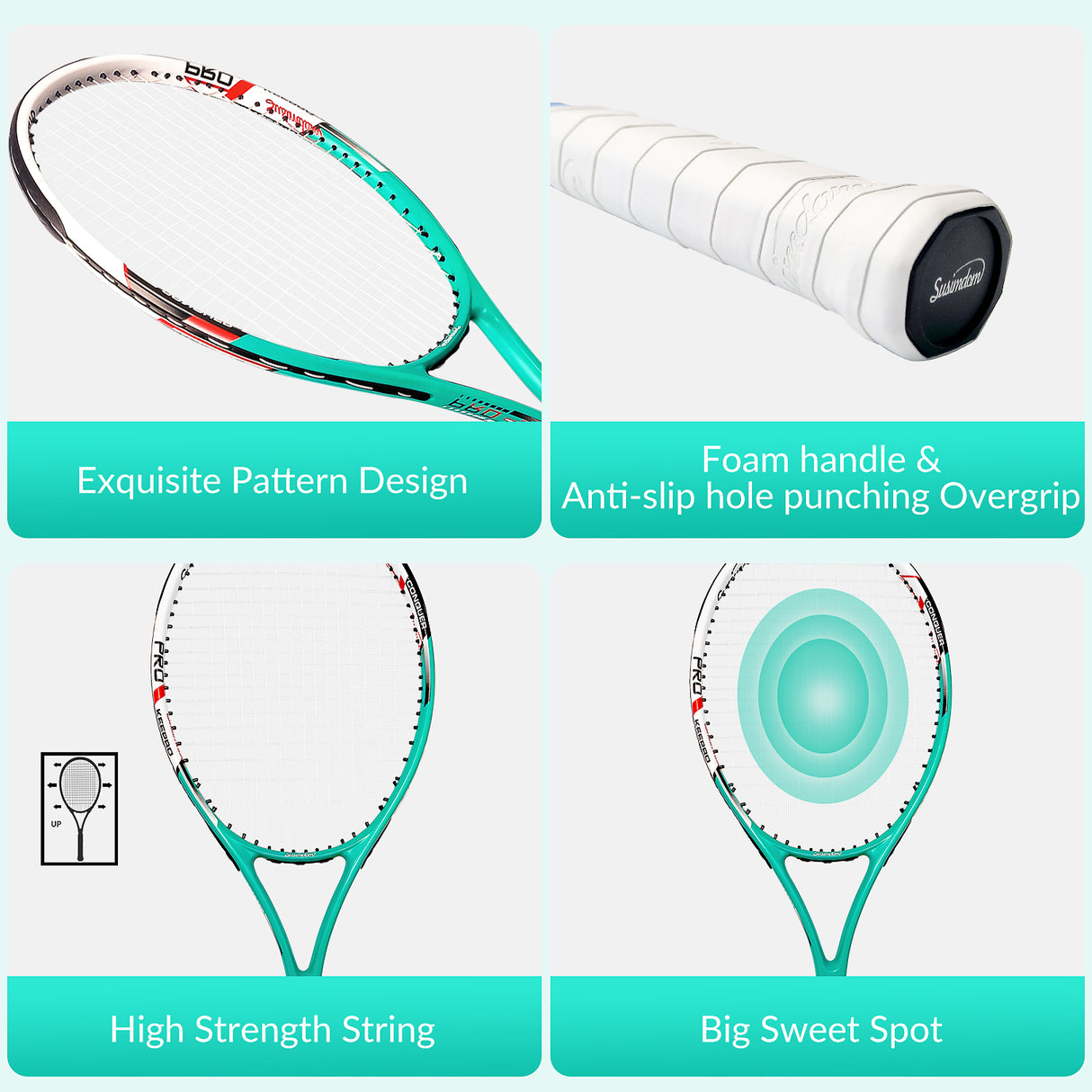 Tennis Rackets Set | Adults Pre-Strung 27 Inch Tennis Racquets