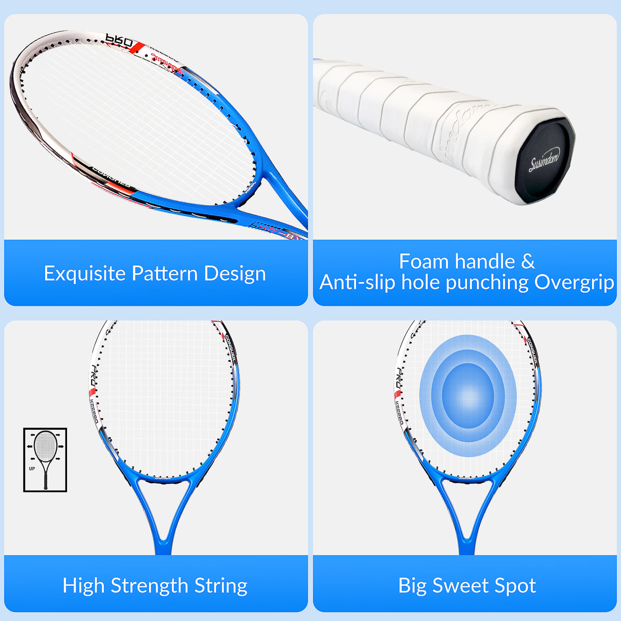 Tennis Rackets Set | Adults Pre-Strung 27 Inch Tennis Racquets