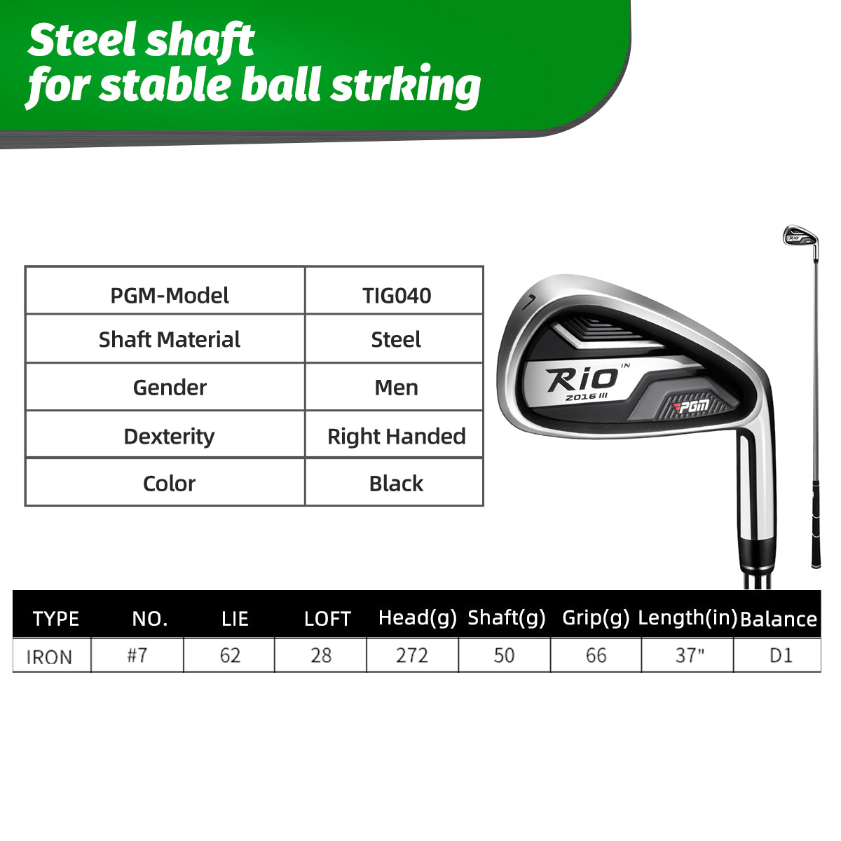 Golf Club #7 Iron | Right Handed Men's Club - TIG040