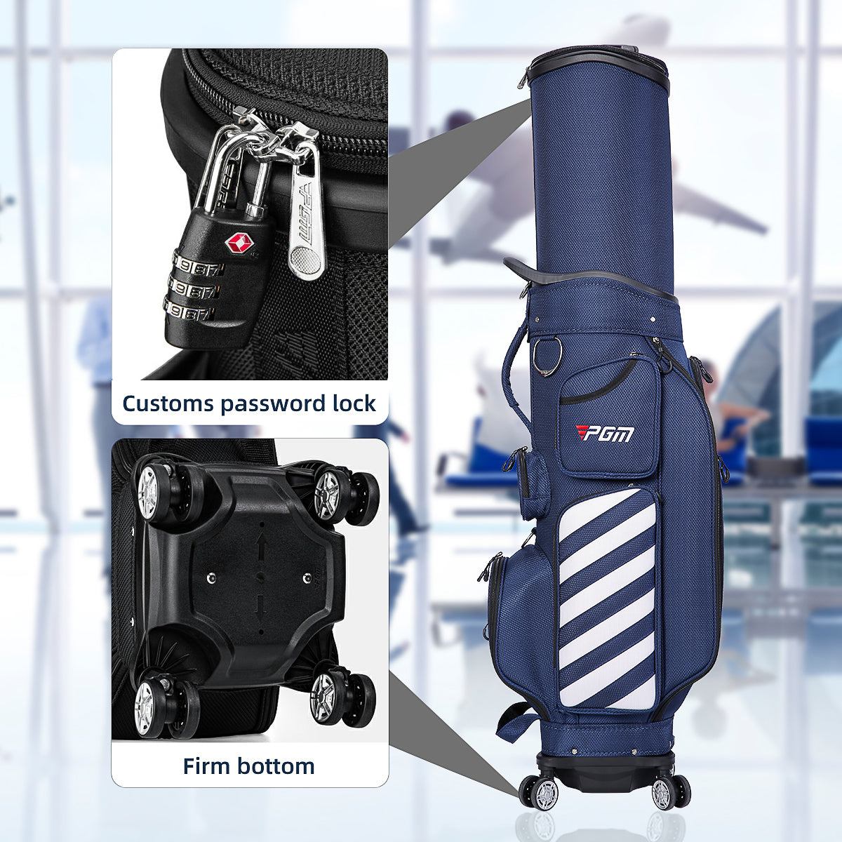 Golf Clubs Bag | Air Consignment Checked Bag Retractable Wheeled - QB041