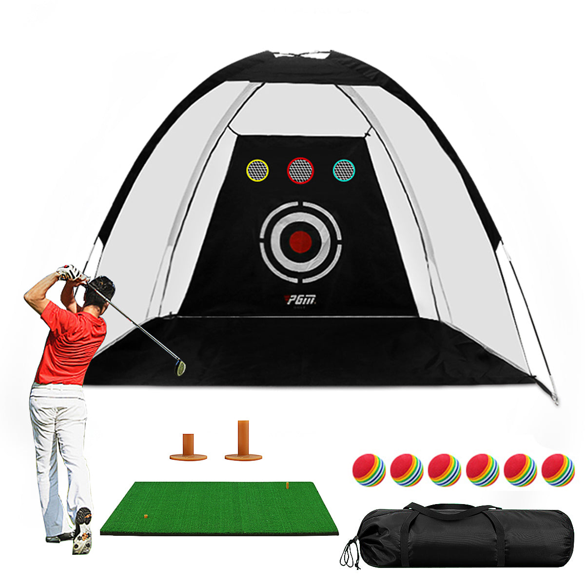 Golf Practice Net | 3M Tent with Mat for Golf Garden Swing Training - LXW013