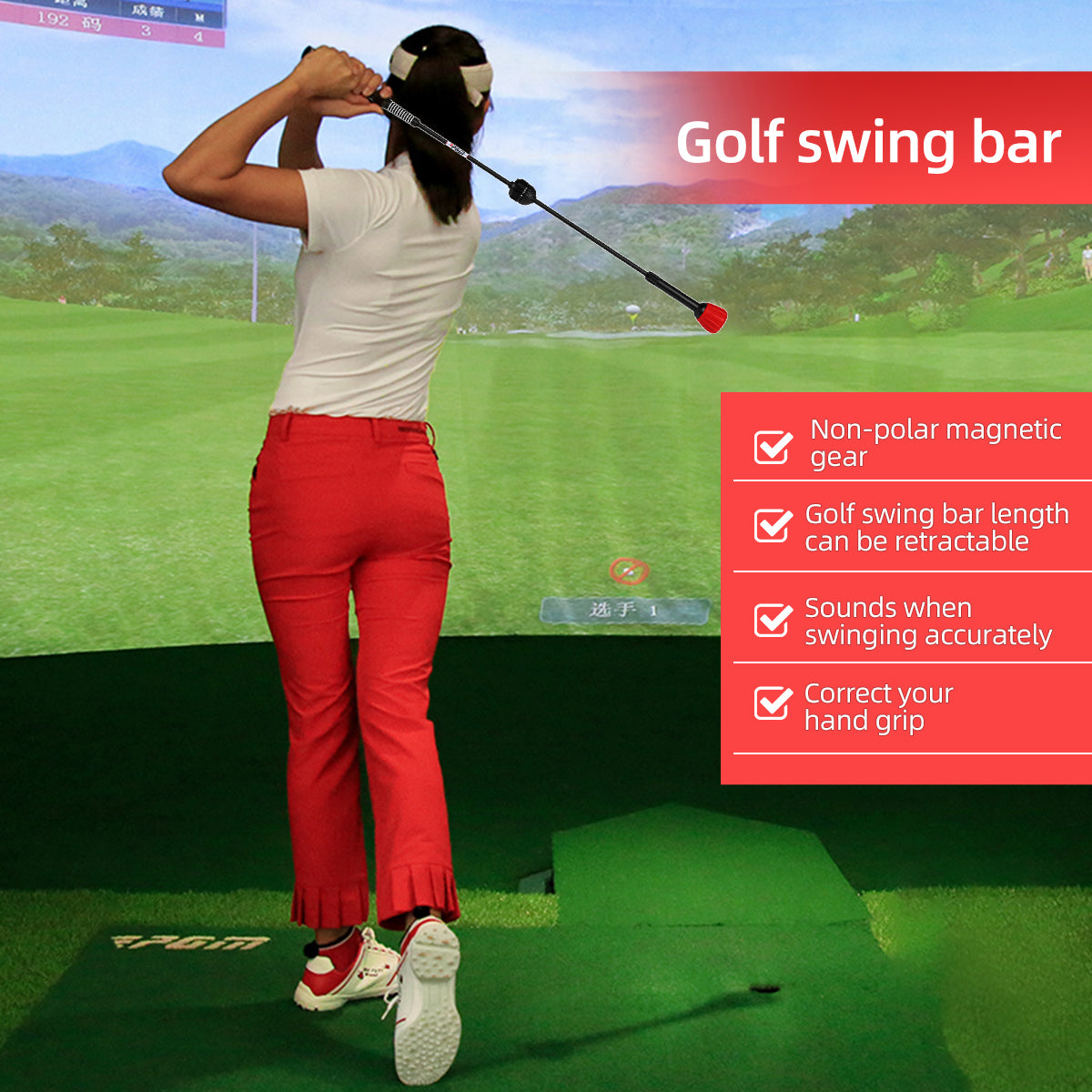 Golf Swing Training Aid | Golf Practice Stick Right Handed Adjustable - HGB016