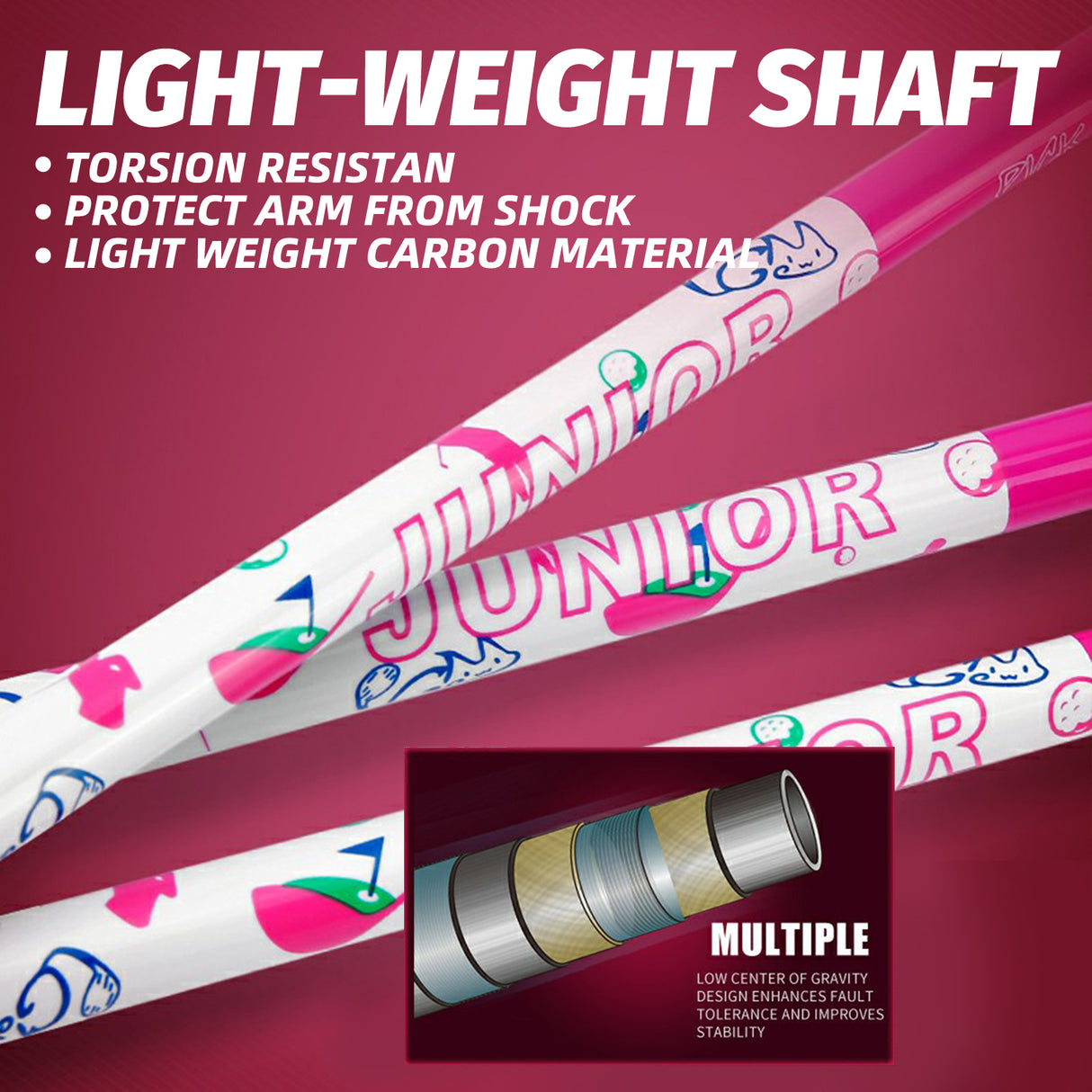 Junior Golf Club Complete Set | 5 Clubs Adjustable Right Handed - JRTG007