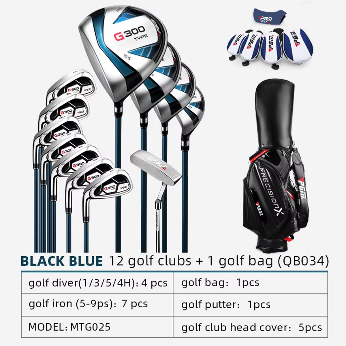 Golf Clubs Set | Left Handed Mens Graphite Branded 12 Clubs - MTG025