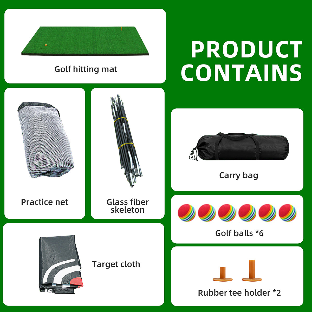 Golf Practice Net | 3M Tent with Mat for Golf Garden Swing Training - LXW013