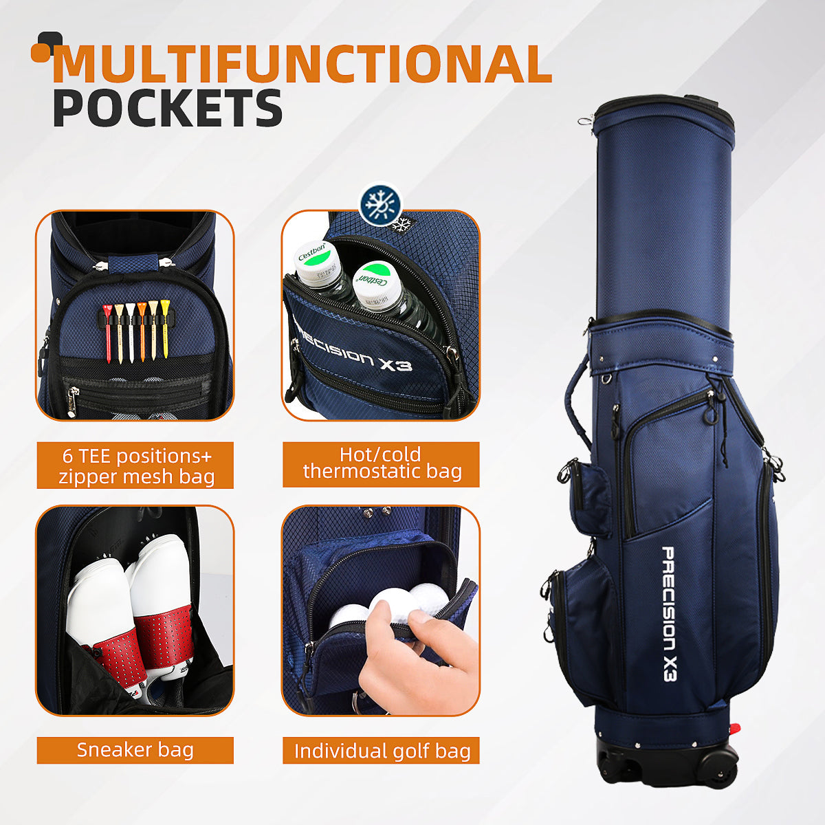 PGM QB062 Golf travel bag in new design with four universal wheels