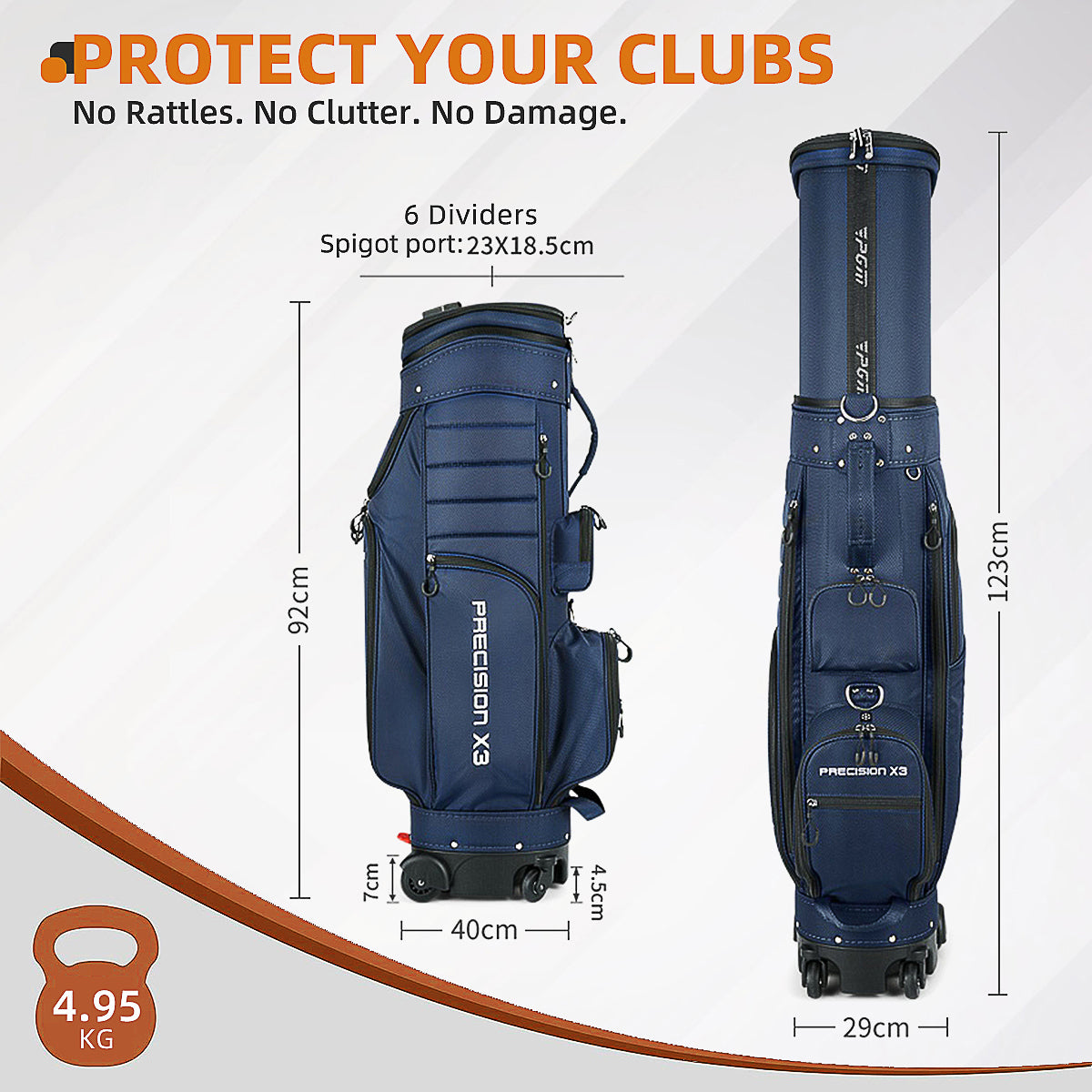 PGM QB062 Golf travel bag in new design with four universal wheels