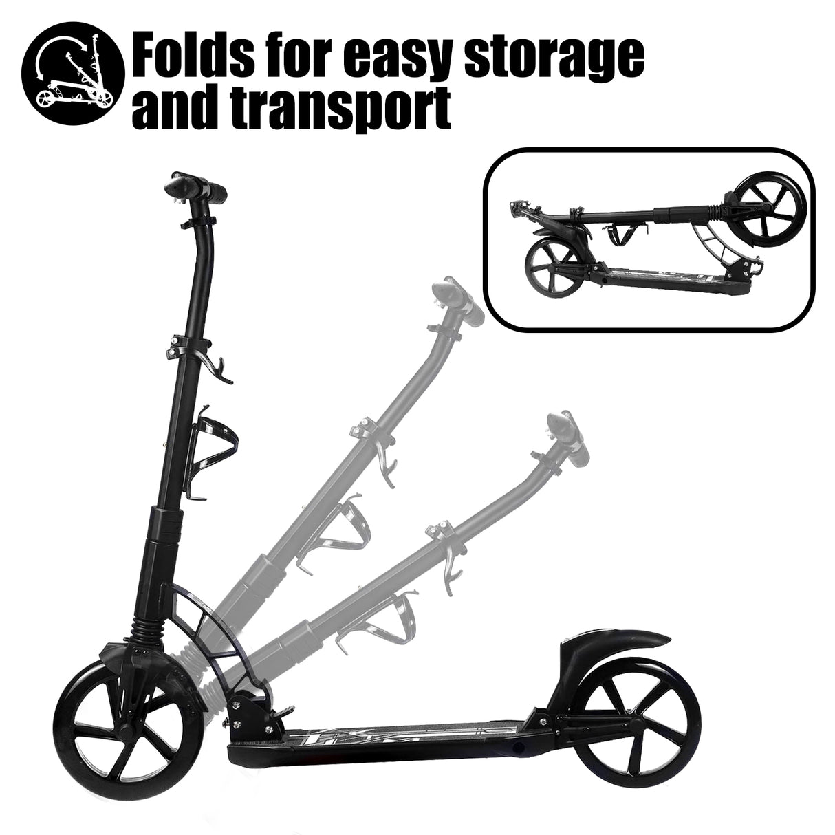 A301 Adult Kick Scooter with Large Folding Wheel Design - Convenient Urban Transport for Adults