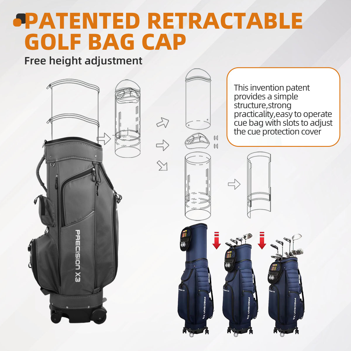 PGM QB062 Golf travel bag in new design with four universal wheels