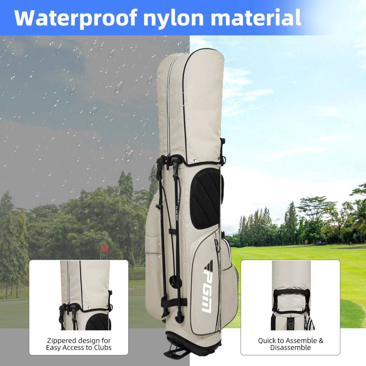 PGM QB119  Nylon Stand Golf Bag for Golf Course & Travel,lightweight and Waterproof