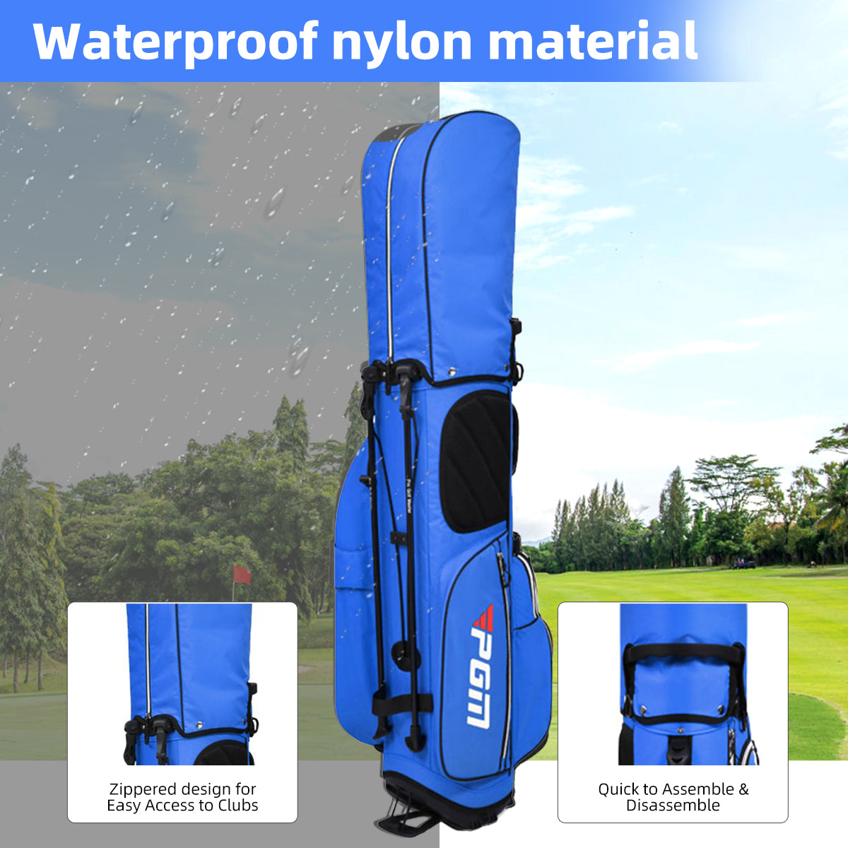 PGM QB119  Nylon Stand Golf Bag for Golf Course & Travel,lightweight and Waterproof