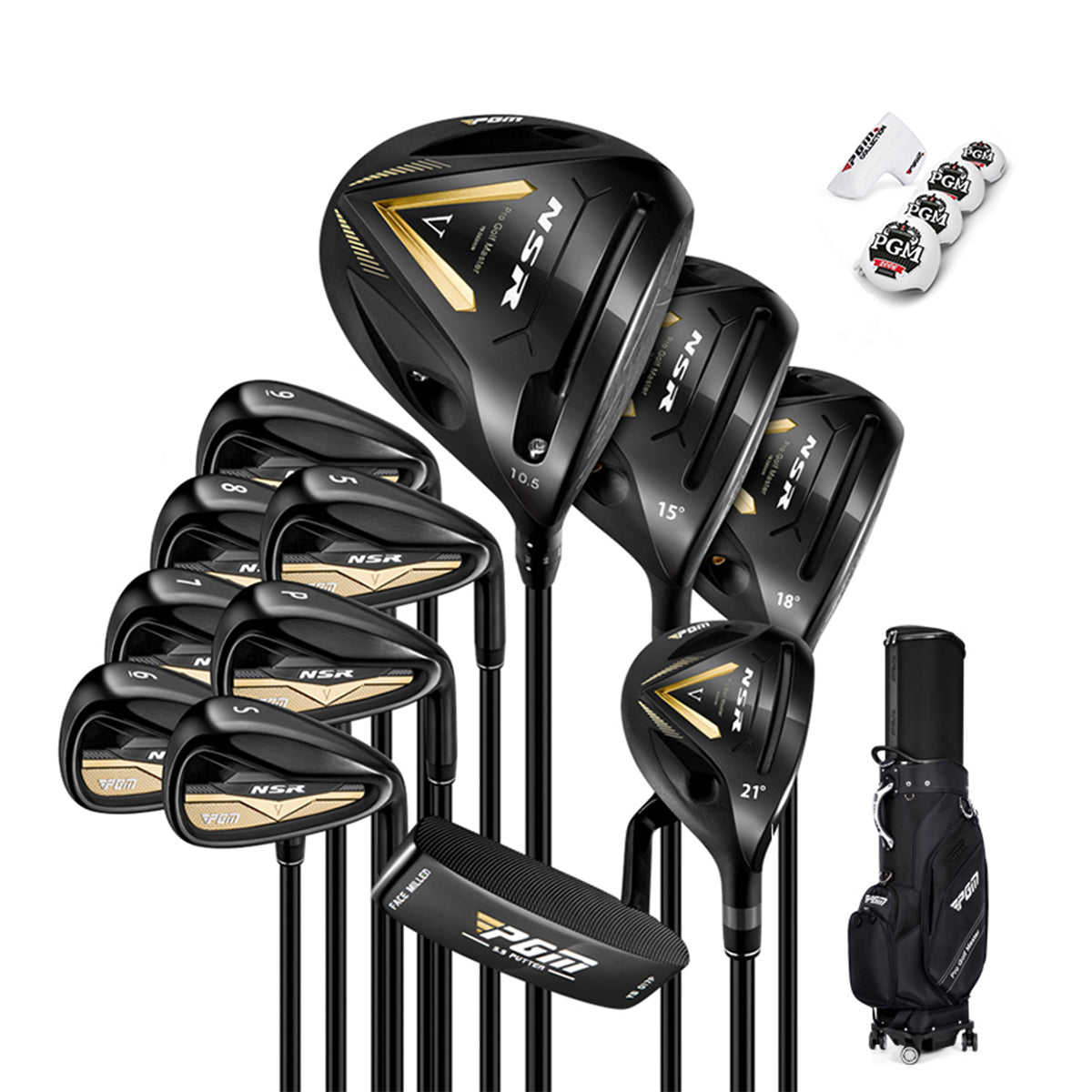 PGM MTG056 NSR Generation 5 Men's Golf Club Set with Adjustable Driver , Carbon Shaft and golf bag