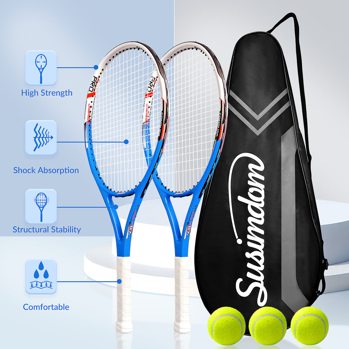 Tennis Rackets Set for Adults-two Tennis Rackets ,3 Balls and 1 Cover Bag