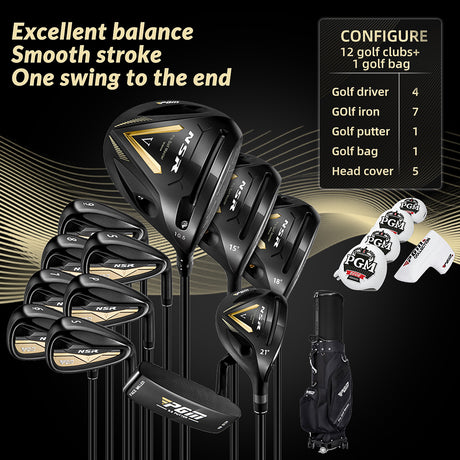 PGM MTG056 NSR Generation 5 Men's Golf Club Set with Adjustable Driver , Carbon Shaft and golf bag