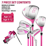 PGM JRTG007 Junior Adjustable Golf Club Set for Kids, right-handed Lightweight with Stand Bag,  5 Clubs Ages 6-12