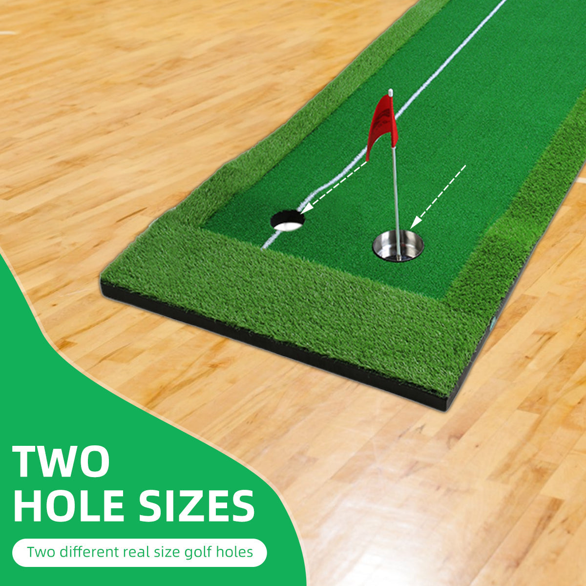 PGM GL001-46 Mini Golf Putting Green Practice Mat set with a golf putter