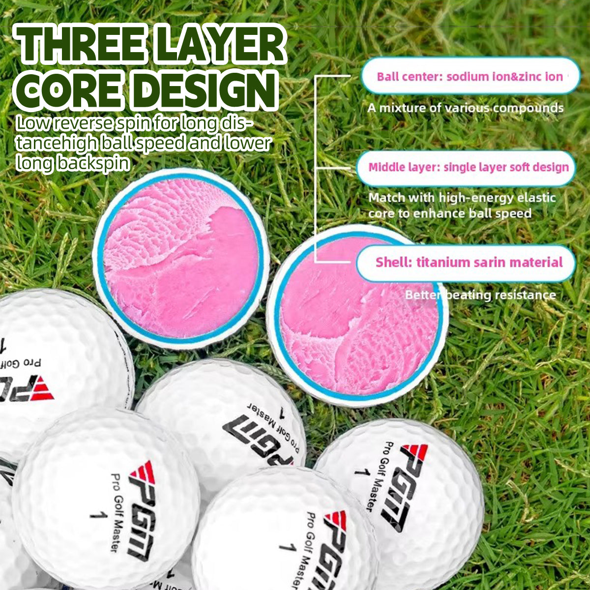 Golf Ball Gift Set Premium Quality Pelotas De Golf Ball,3 PCS-PGM Q017