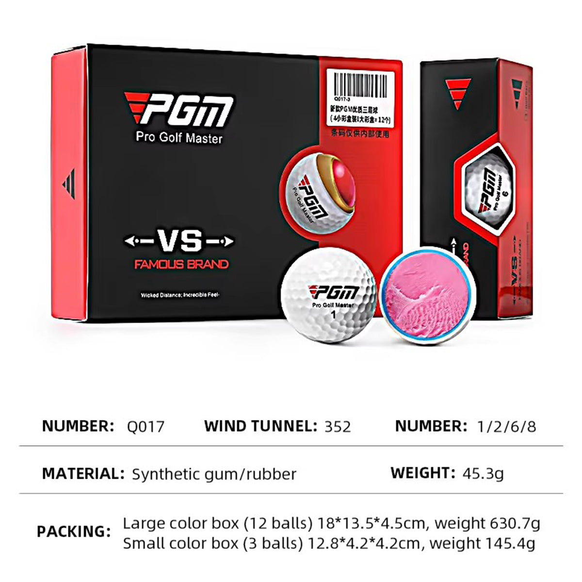 Golf Ball Gift Set Premium Quality Pelotas De Golf Ball,3 PCS-PGM Q017