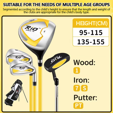 Junior Golf Club Set for Kids 4 Clubs Right Handed with Graphite Shaft & Golf Bag-PGM JRTG017