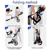 PGM QC006 Multifunctional 3-Wheel Golf Push Cart with Adjustable Handle and Umbrella Holder