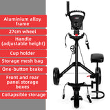 PGM QC006 Multifunctional 3-Wheel Golf Push Cart with Adjustable Handle and Umbrella Holder