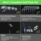 Left hand Men's Golf Club Set with Adjustable Driver and Carbon Shaft-PGM MTG033 NSR Generation 3